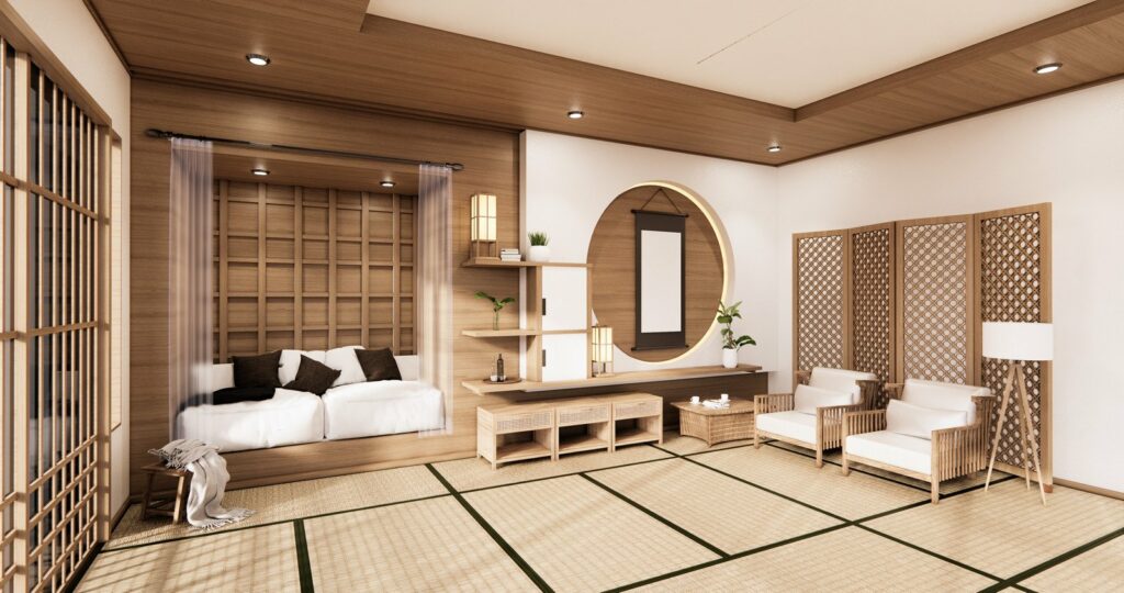 salon w stylu japandi
