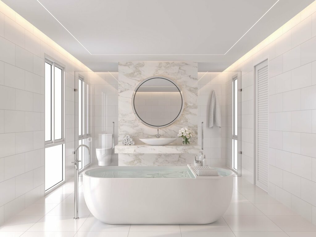 Łazienka z podświetlaną wanną