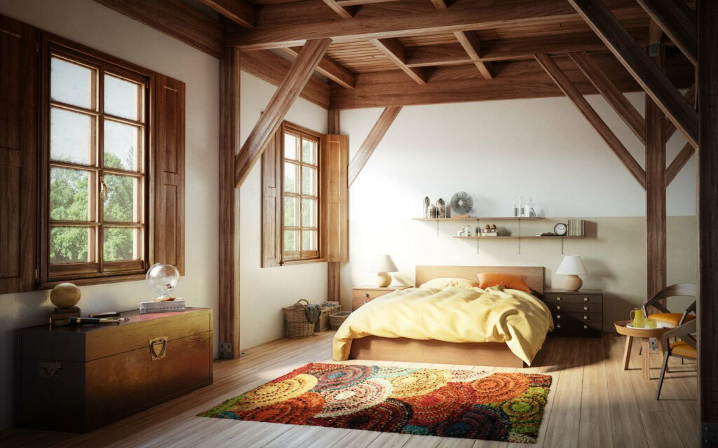 drewniane meble w sypialni