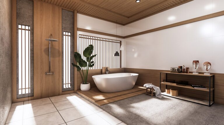 Połączenie spokoju i prostoty – łazienka w stylu japandi 