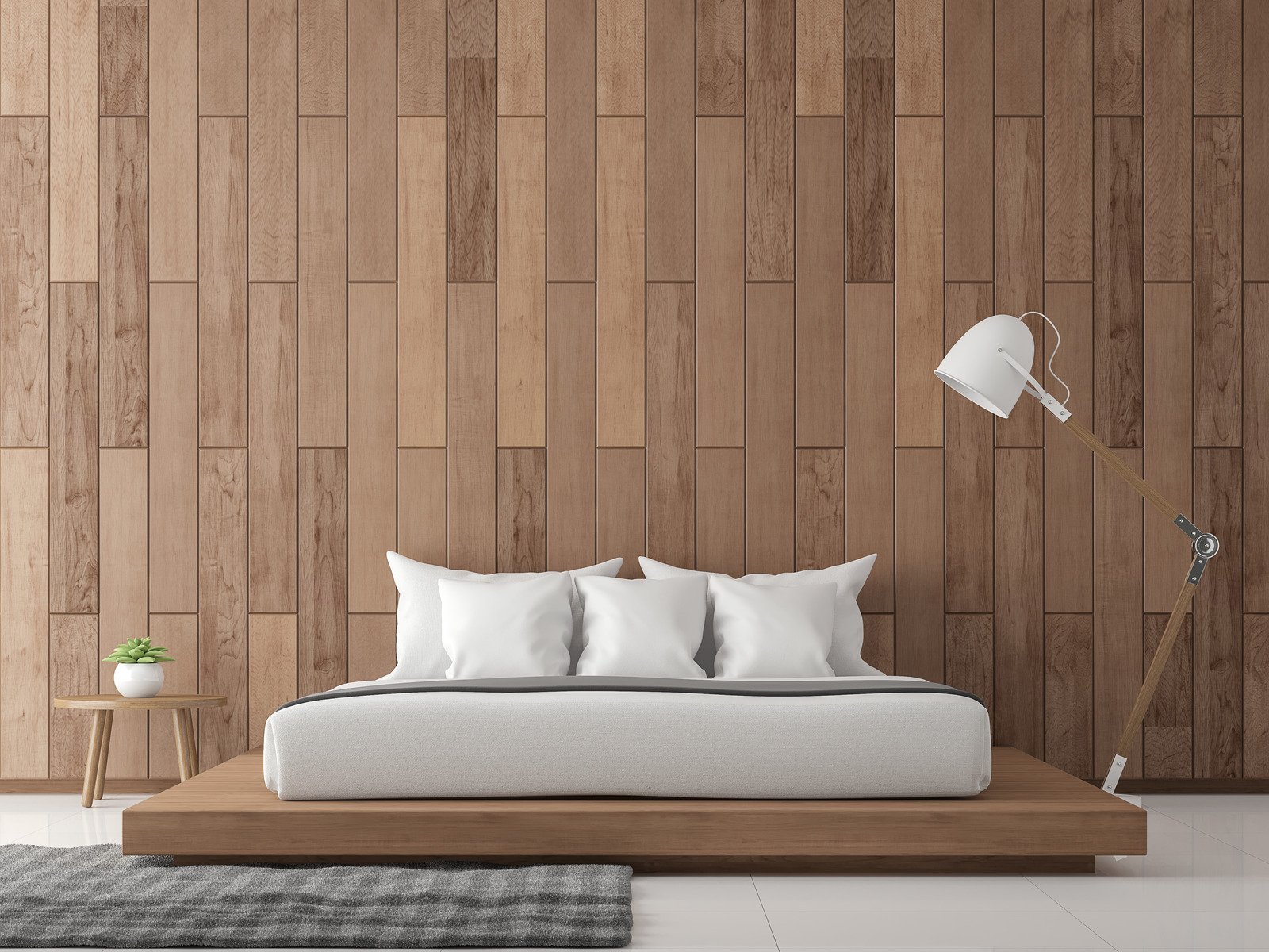 drewniana ściana w sypialni