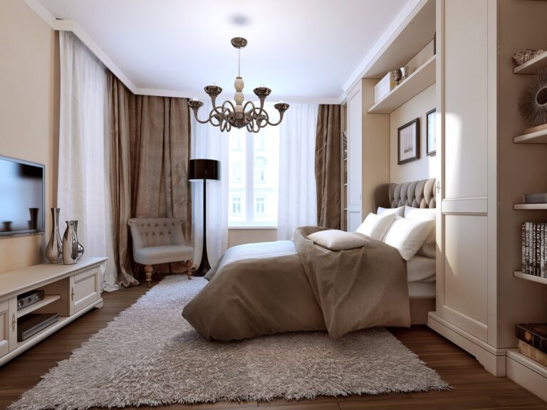 Elegancka sypialnia w stylu glamour